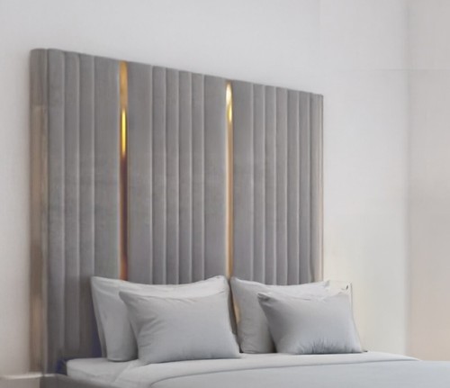 Gold stripe plush velvet bed - stripe,